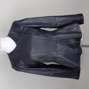 Soft black leather peplum moto jacket blazer 6